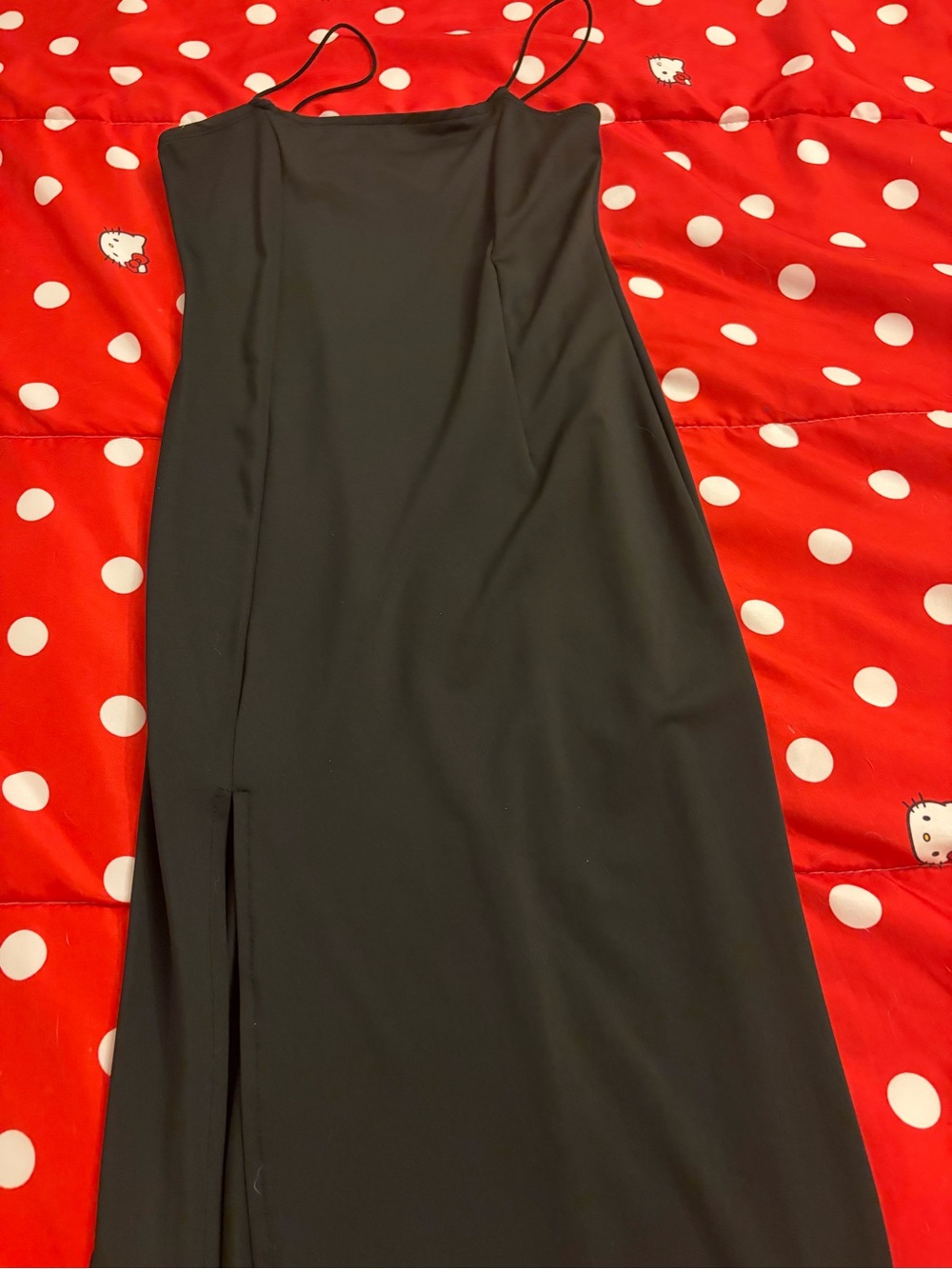 SHEIN Black Strapless Slip Dress with Side Slit